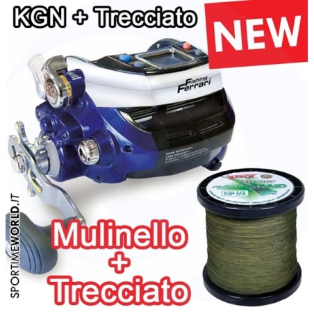 Mulinello Elettrico Fishing Ferrari Lineaeffe KGN 1000 NEW + Filo Trecciato 1000 mt